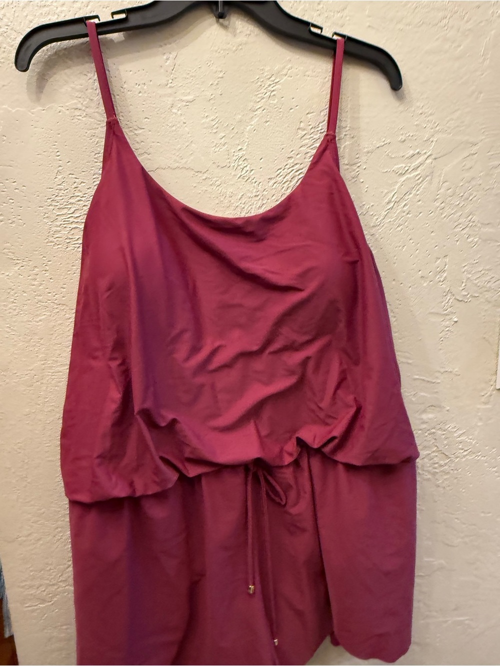 Time and Tru Berry-Red Women’s One Piece Tank Top Shorts Style Swimsuit NEW